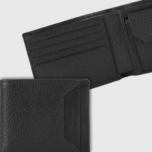 Portafoglio uomo Nero in pelle con portamonete e portacard Rfid