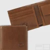 Portafoglio uomo piccolo in pelle con portamonete Castagno