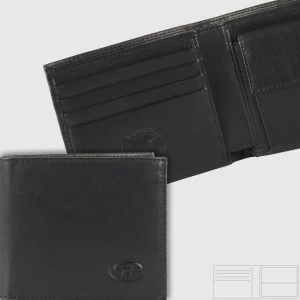 Portafoglio uomo piccolo in pelle con portamonete Nero