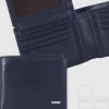 Portafoglio uomo porta documenti in pelle liscia Blu Ink