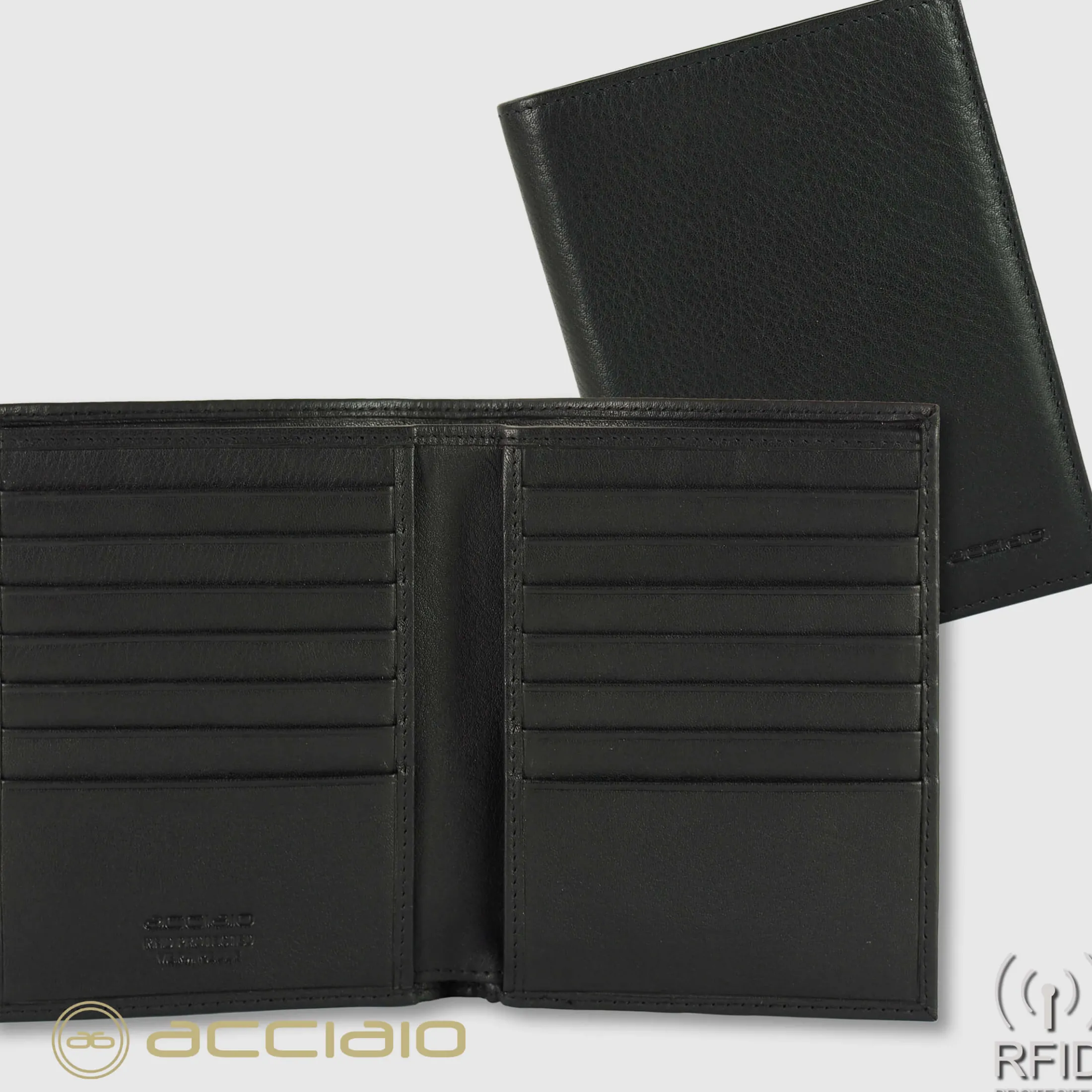 portafoglio_uomo_vertical_1.webp Portafoglio uomo Verticale pelle Soft Nero, 14 carte credito e zip anti-rfid