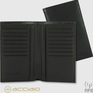 Portafoglio Verticale uomo in pelle Soft Nero, 16 carte credito