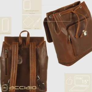 Zaino classico in pelle Piccadilly 15" Castagno