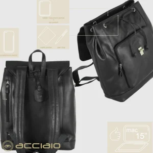 Zaino classico in pelle Piccadilly 15" Nero