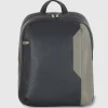 Zaino porta PC in Pelle Medio Blu Grigio