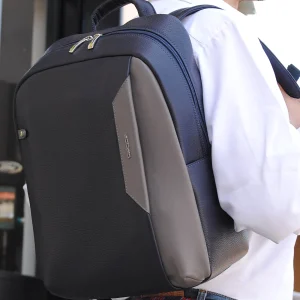Zaino porta PC in Pelle Medio Blu Grigio
