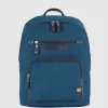 Zaino porta pc piccolo Geo 13" tessuto e pelle Blu Cobalto