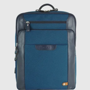 Zaino porta pc Zip 15" tessuto e pelle Blu Cobalto