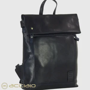 Zaino Roll-top in pelle Oxford St. 13" Blu